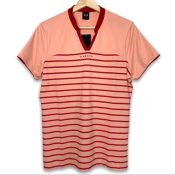 Oakley Striped V-Neck T-shirt NWT - Picture 1 of 7